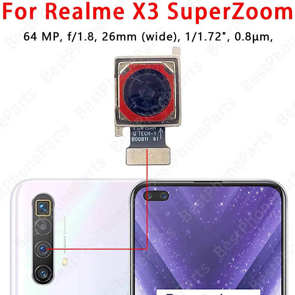 الكاميرا الخلفية الأمامية والخلفية لـ Realme XT X2 Pro X3 SuperZoom وحدة الكاميرا الرئيسية التي تواجه قطع غيار الكابلات المرنة