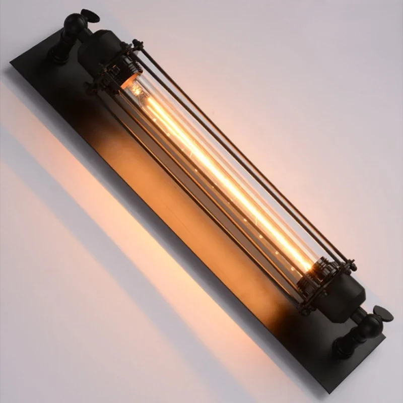 American Retro Loft Industrial Style Bedroom Loft Dining Room Balcony Wrought Iron Flute Wall Lamp