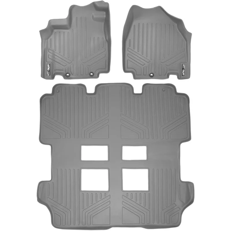 US Custom Fit Floor Mats 3 Row Liner Set Grey Compatible with 2011-2017 Honda Odyssey - All Models