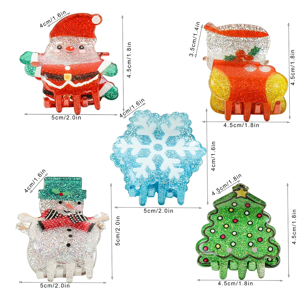 2023 Christmas Snowman Hair Claw Tough Colorful Plastic Hair Clip  Tree Snowflake Hair Clamps Crab Hairpin Hair Accessories