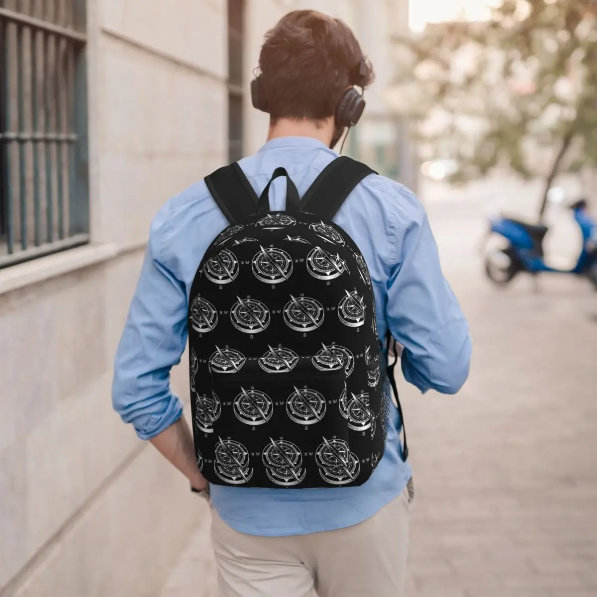 

Nautical Compass Captain Anchor Boat Backpack Student BookBag Kids School Bag Laptop Shoulder Bags for Men Women