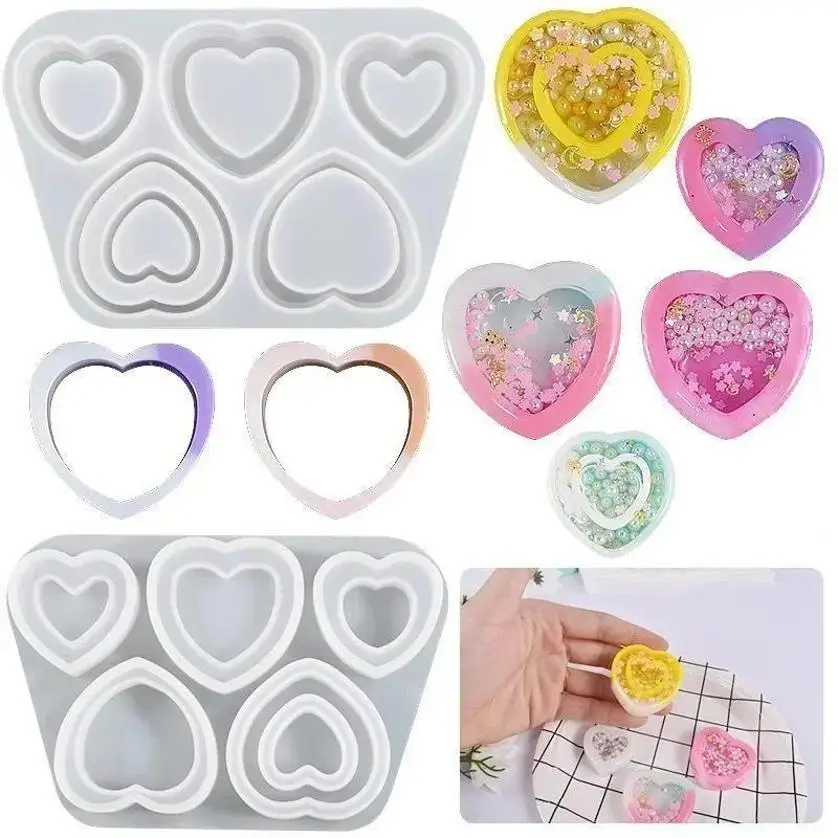 1 Pcs New Resin Shaker Silicone Molds DIY Heart Shape Mold Silicone Epoxy Resin Mold Jewelry Tools Jewelry Accessories - view 5