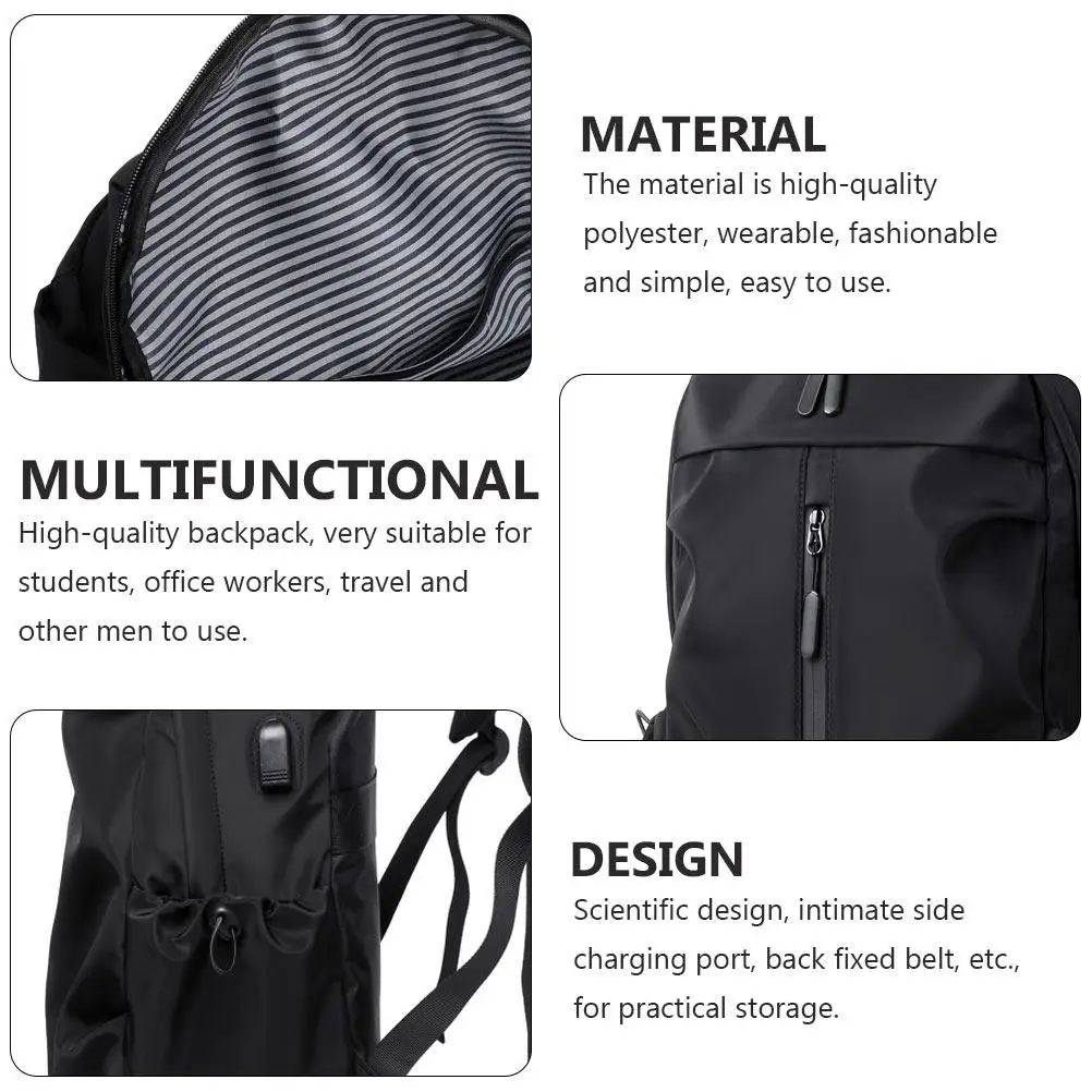 

1Pcs Men Backpack Casual Polyester Large Capacity Computer Storage Backpack Simple Fashion Shoulder Bag for Work
