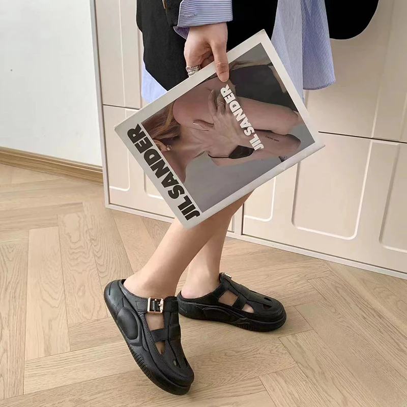 Retro Mode Casual Ronde Neus Holle Non-Slip Handige Sandalen Voor Dames