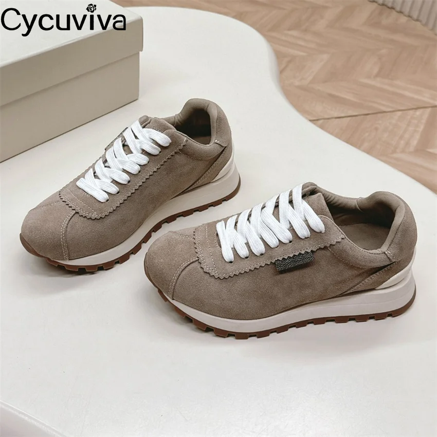 2024 Autumn New Suede Flat Sneakers Male Thick Sole Lace Up Platform Shoes Casual Comfort Party Vacation Lovers Shoes For Men