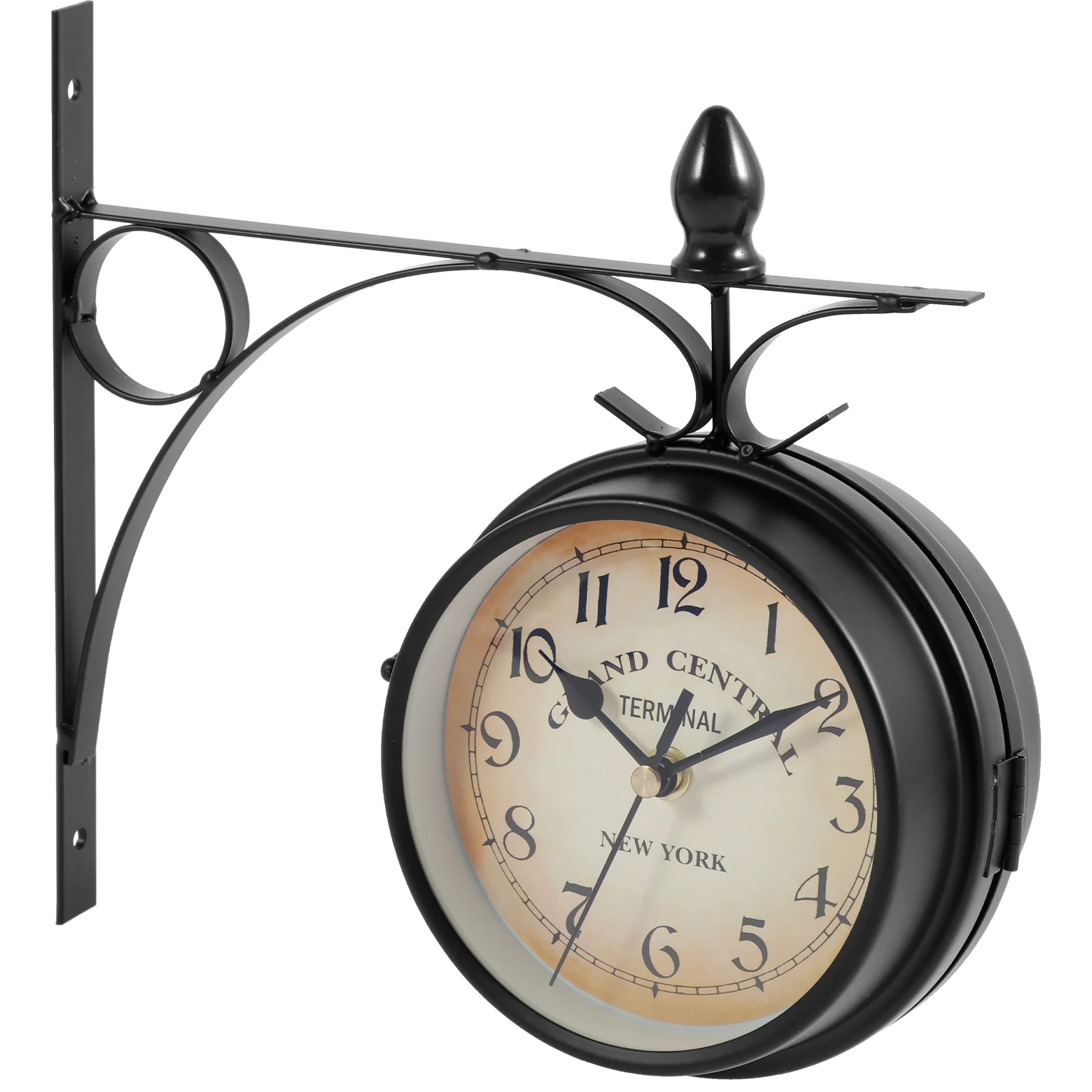 European Vintage Clock Double Sided Wall Clock with Wall Mounting Kit Silent Battery Operated for Home Garden Bedroom Decoration
