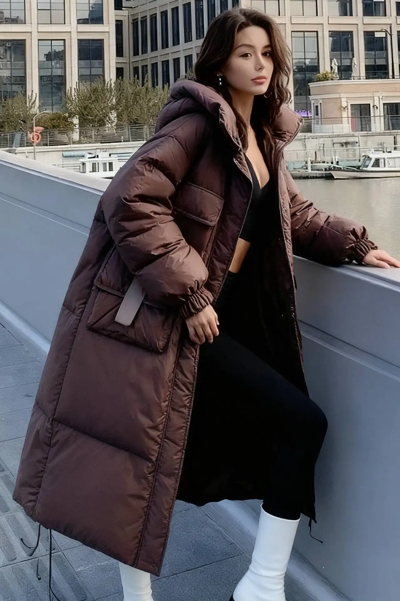 

Parkas Womens Girls Winter Velvet Gathered Ribbons Layered Hem Flared Panelled Buttoned Open Side-Button Elegant Feminina Tender