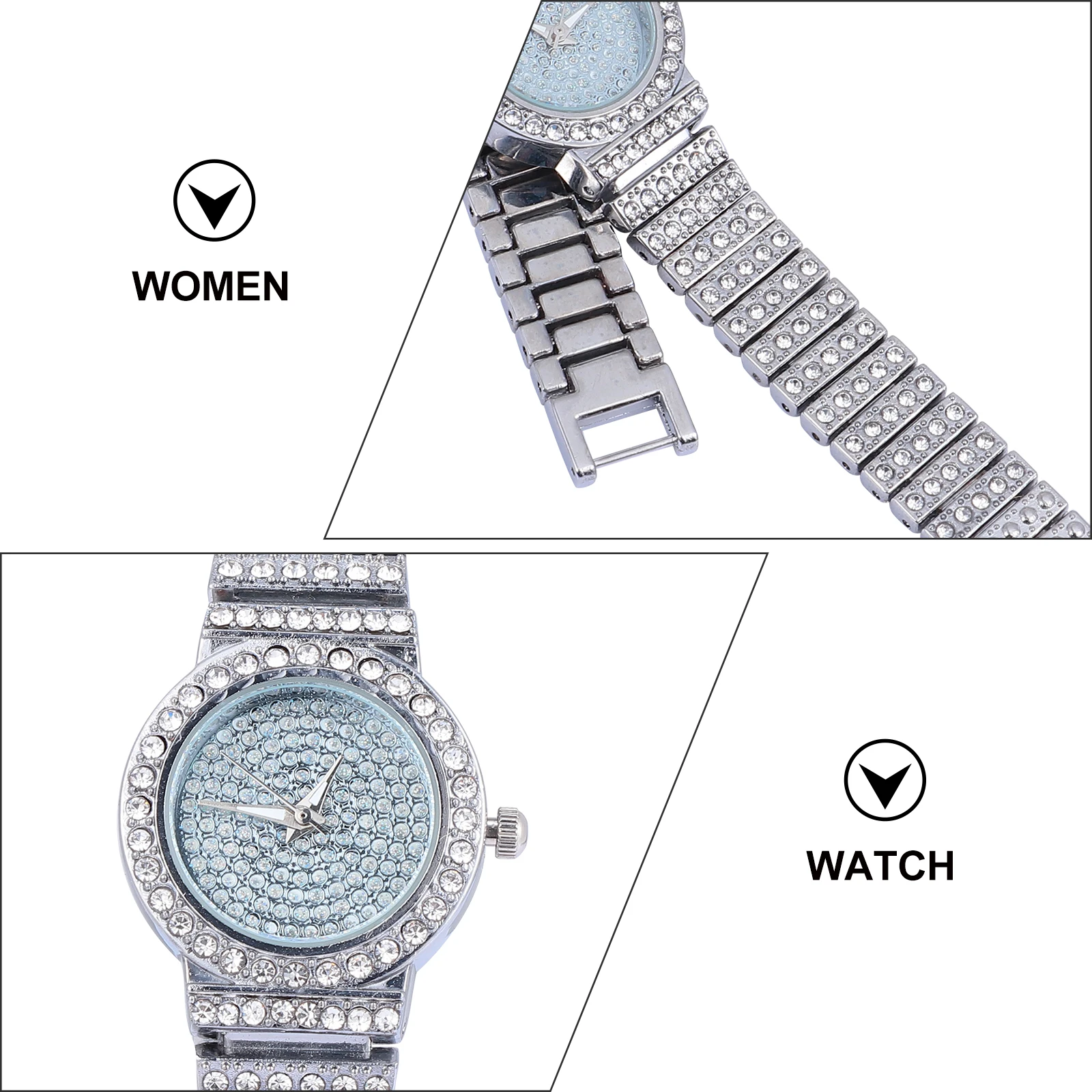 

1Pcs Diamond Inlaid Women's Alloy Quartz Watch Lightweight Fashion Bracelet Watch Casual Lady Watches Gift for