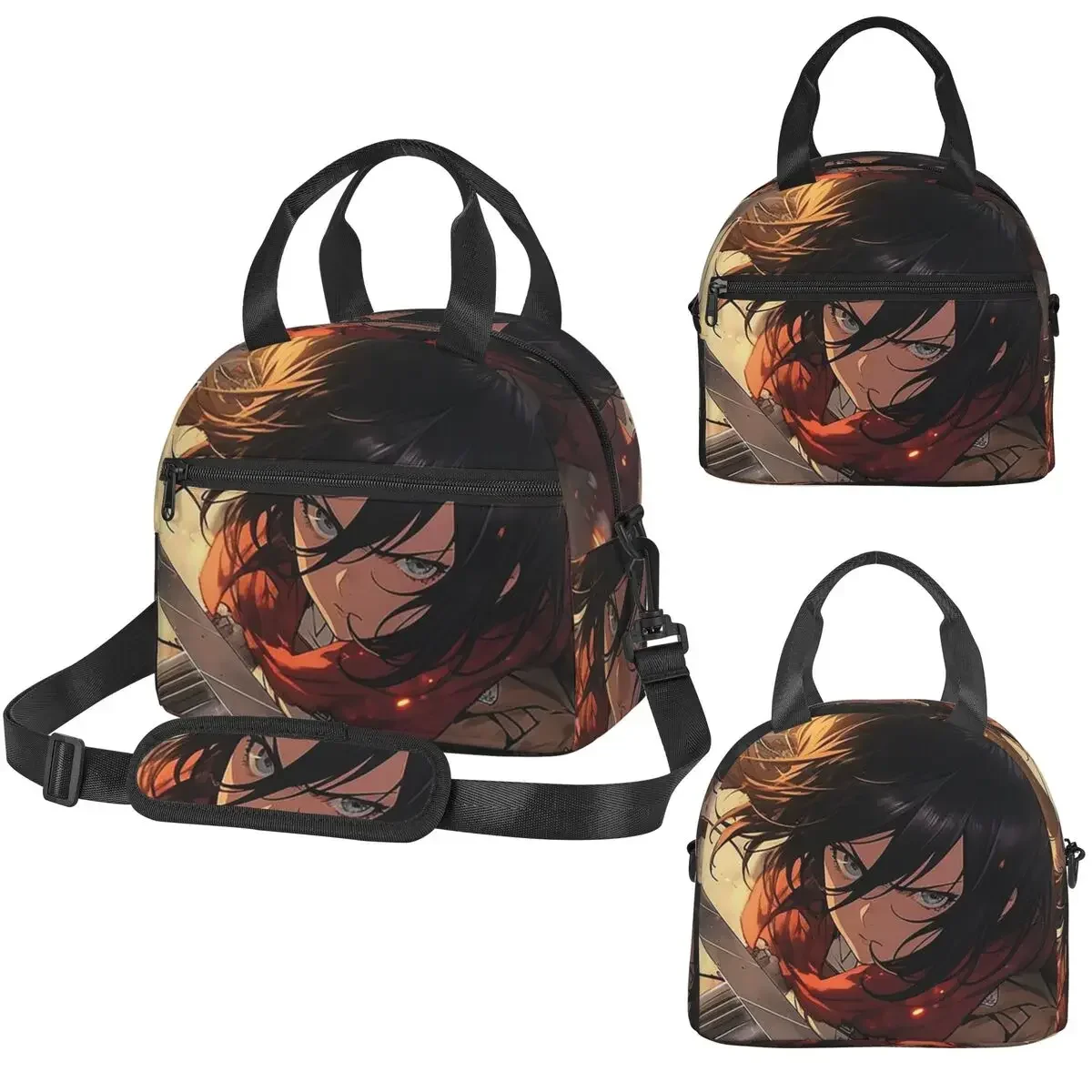 Anime Attack On Titan Mikasa Ackerman Insulated Lunch Bag for Women Office Cooler Thermal Box Tote Leakproof Lunch Boxes