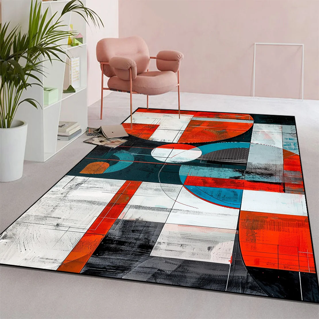 Modern Carpets for Living Room Geometry Large Area Plush Rugs Non-slip Kids Bedroom Play Crawling Mat Cloakroom Rug Washable