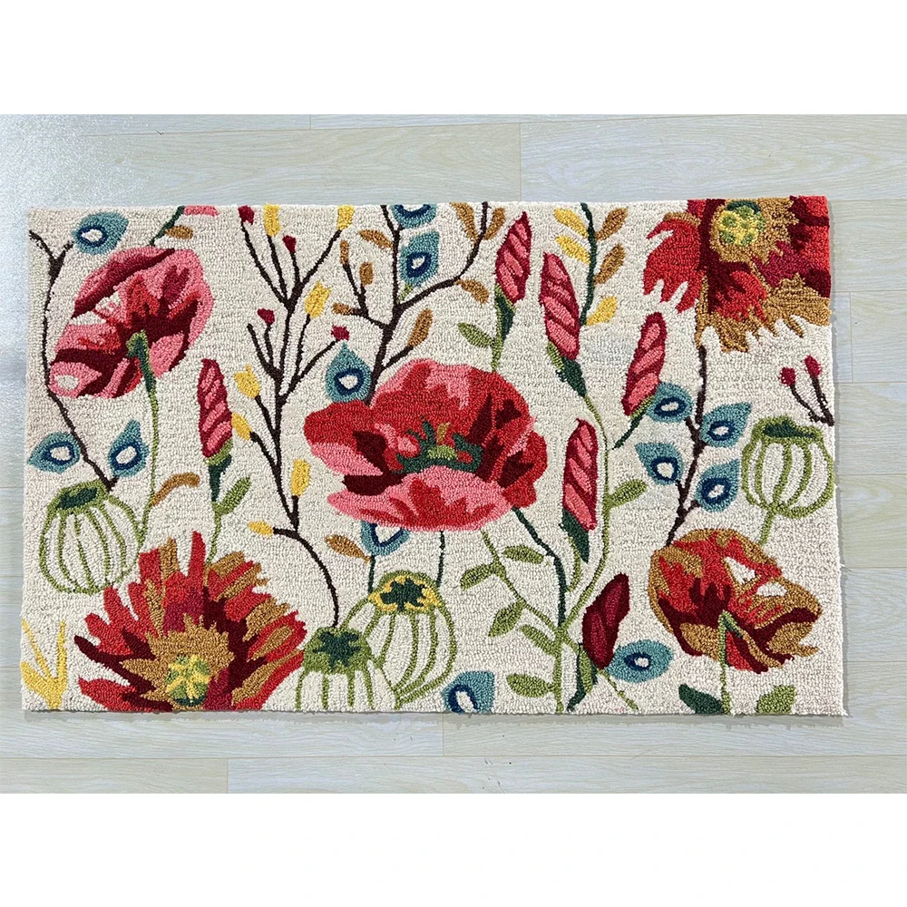 

Latch hook kits carpet with printed Flowers Pattern canvas for Adults Rug Making Kits Carpet Embroidery Tapestry Cross Stitch