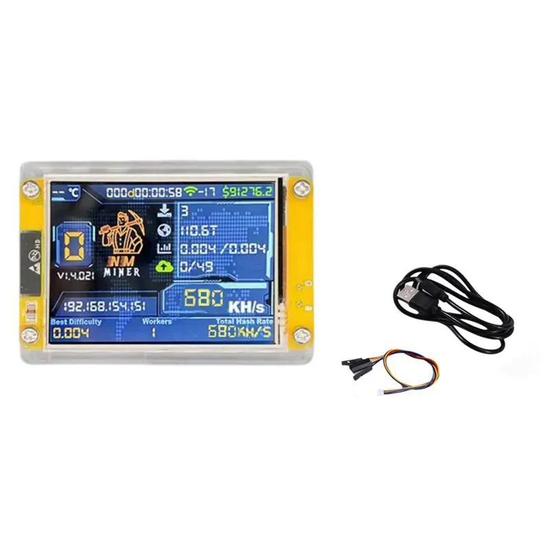 Pantalla elegante y inteligente Bitcoin Crypto Solo Miner Nerdminer Harshrate mejorado 680KH/S Nmminer Nerdminer Lotería