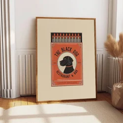 Orange Black Dog Art Print Prints Avant-Garde Bar Gallery Exhibition Poster Kitchen Living Room Illustration Canvas Wall Art