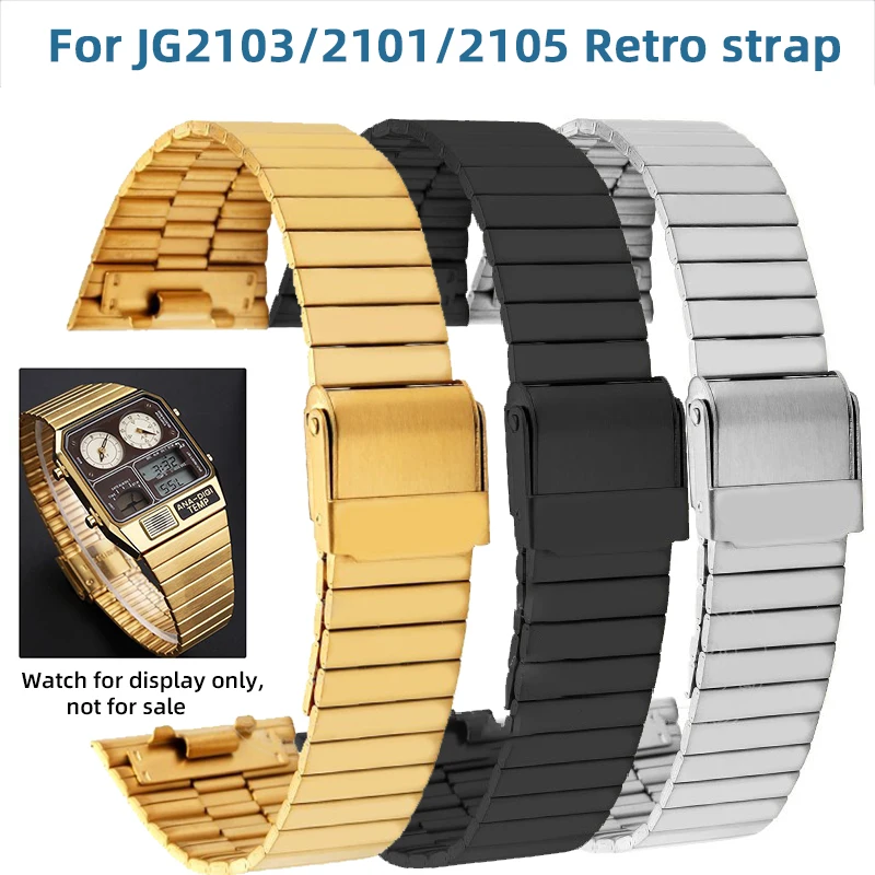 For Citizen ANA-DIGI TEMP Stainless Steel Strap Retro Small Gold Watch JG2101 JG2103 JG2105 Bracelet 18mm Watchband Gold Silver