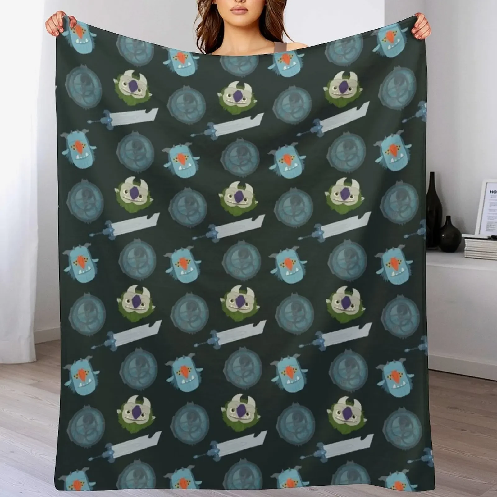 Trollhunters Repeating Pattern Throw Blanket Sofa Quilt Sofa Throw Blankets