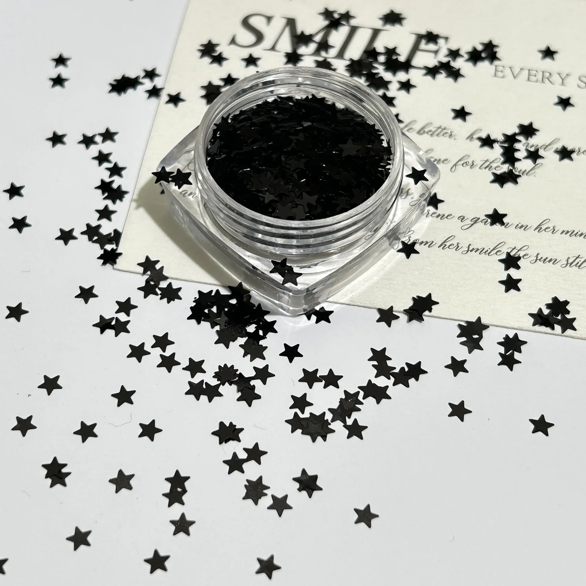 3 مم مسمار لامع اللون أبيض وأسود نجمة مسمار الفن الصيف تألق اكسسوارات الديكور