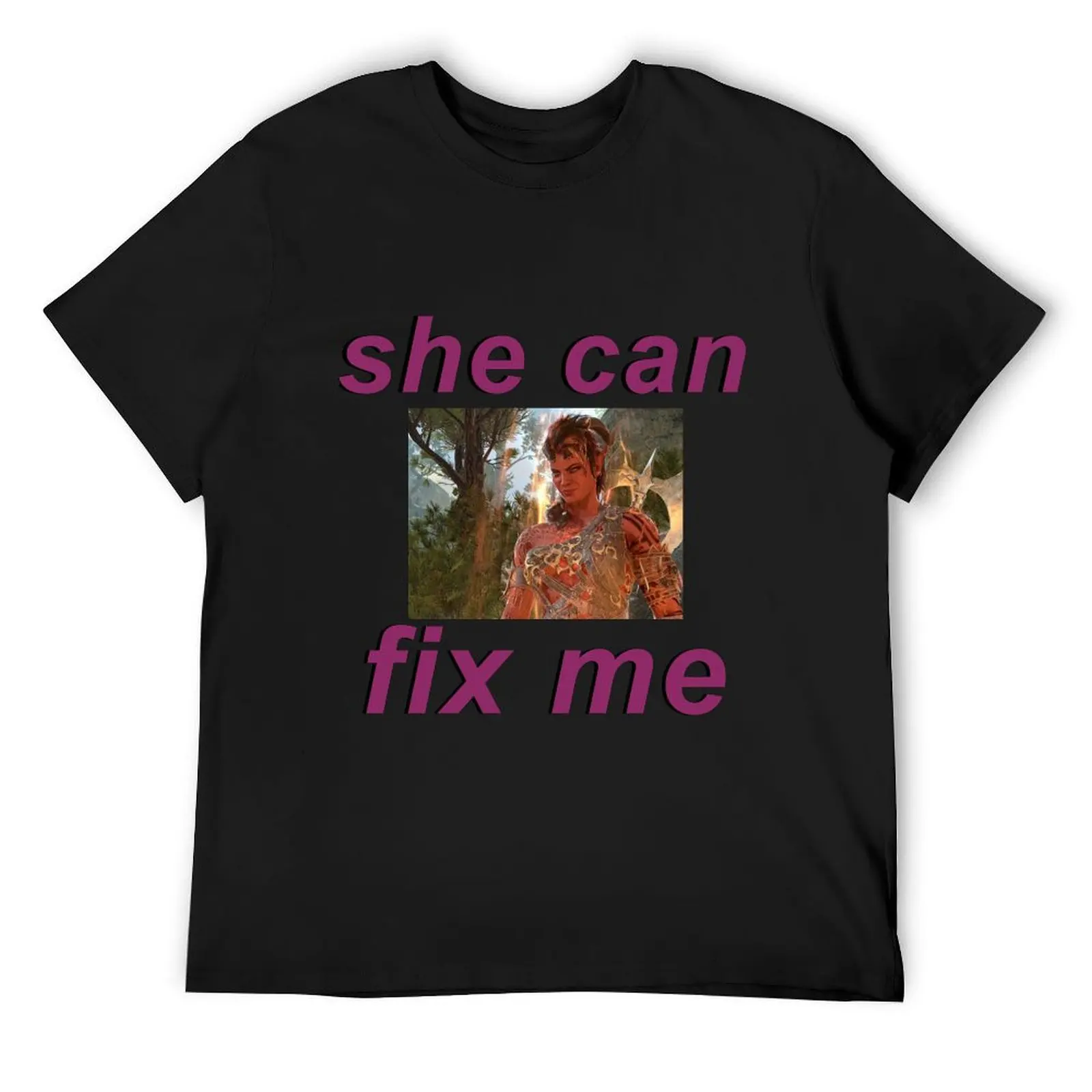 Karlach She can fix me T-Shirt oversizeds oversized graphic tee fitted t shirts for men