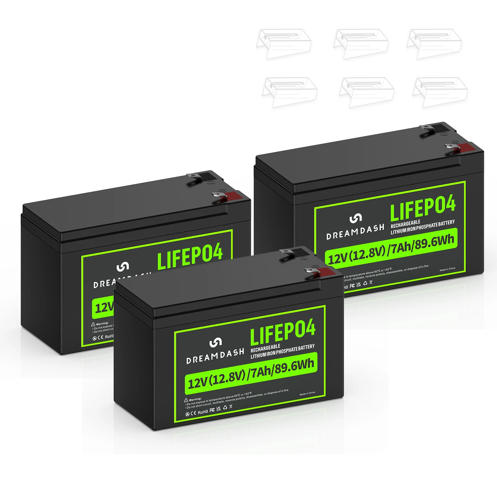 DREAMDASH 6V 6Ah 12V 7Ah 12V 10Ah LiFePO4-Akku mit integriertem BMS, wiederaufladbarer Lithium-Eisenphosphat-Akku für Wohnmobile, Golfwagen, Solaranlagen, Trolling-Motoren, Boote und Kinderfahrzeuge, Versand aus den USA, Großbritannien und Polen. – Detail 12