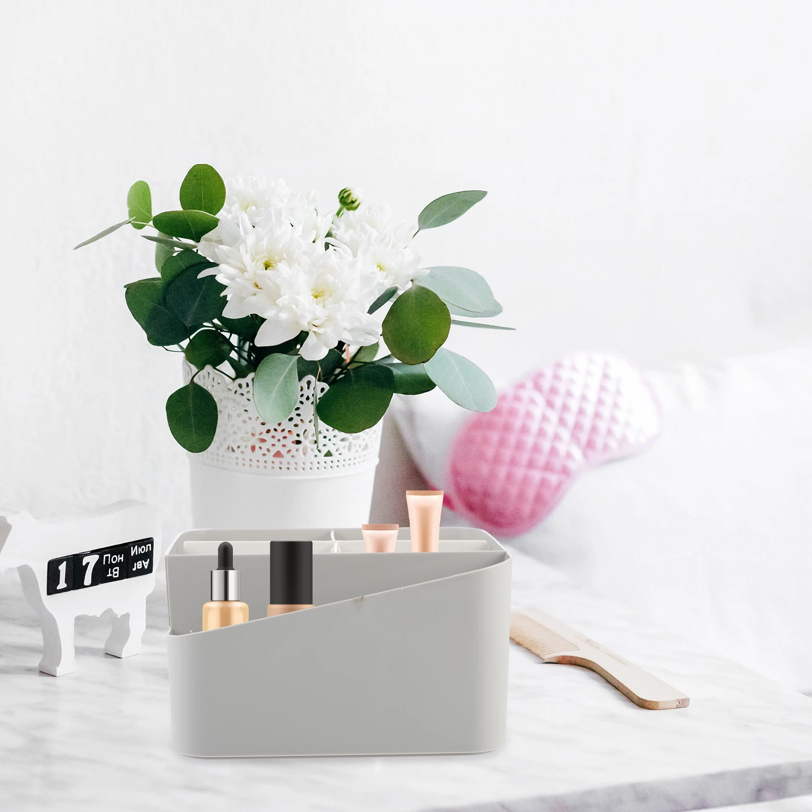 

Makeup Storage Organizer Tray Box Vanity Holder For Lipstick Perfume Stationery Supplies Organizers