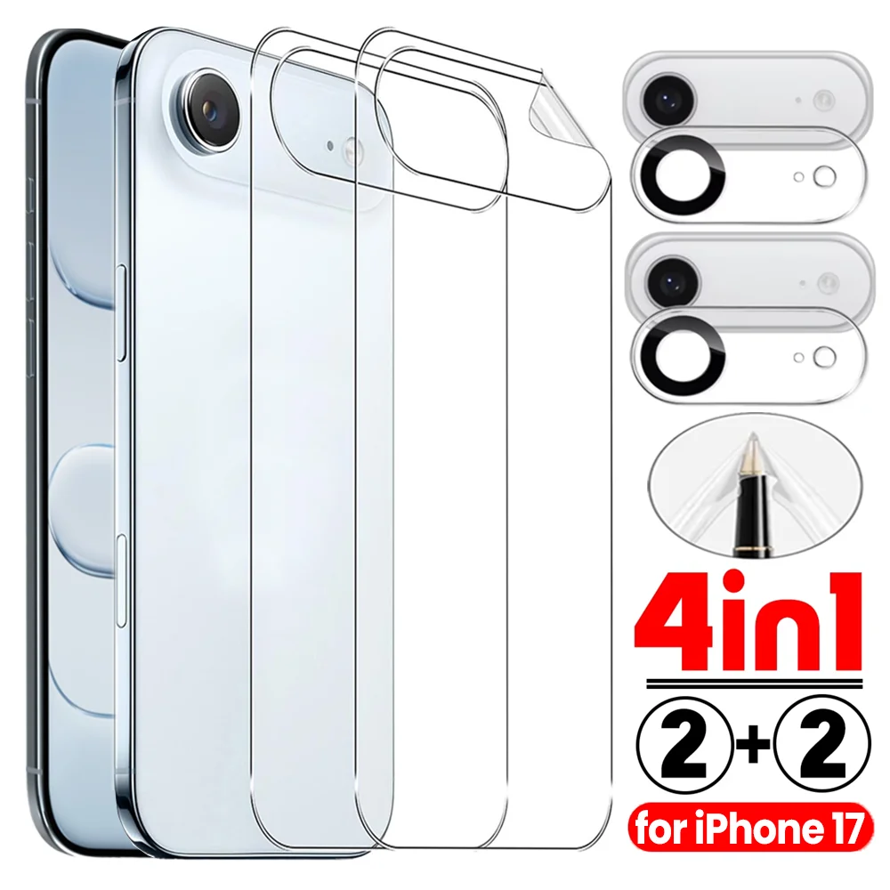 

4in1 Back&Lens Flims Front Hydrogel Film for IPhone 17 Pro Max 17 Air Back Camera Lens Glass Full Coverage Back Protectors
