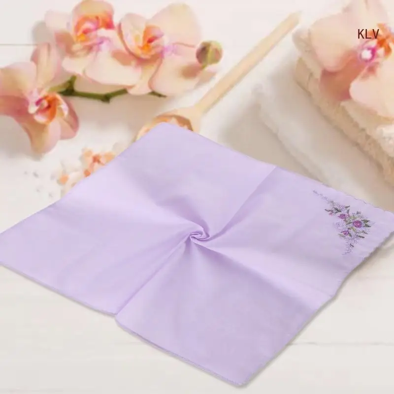 Flower Embroidery Pocket Handkerchief for Sweating for Ladies, Weddings for Fitness Enthusiasts and Adventurers