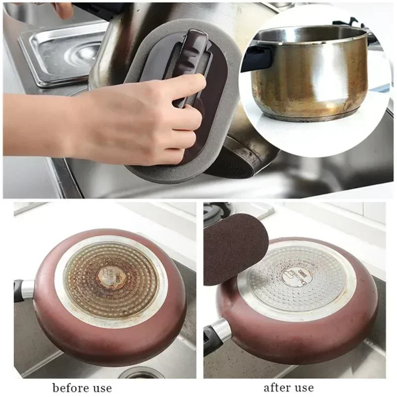 Magical Sponge Rust Remover Brush Cleaning Brush Descaling Knife Pan Pot Cleaner Strong Decontamination Brushes with Handle