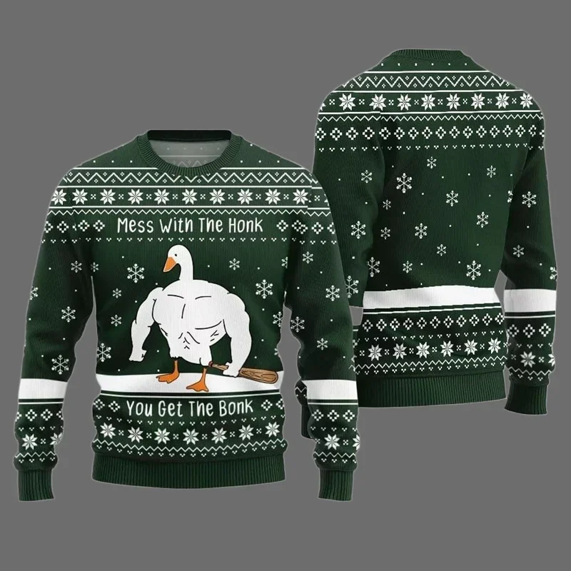 2026 متعة البط والأوز الكرتون ثلاثية الأبعاد مطبوعة سترة قبيحة الأسرة حفلة عيد الميلاد هوديي المتضخم الكبار الخريف/الشتاء #1