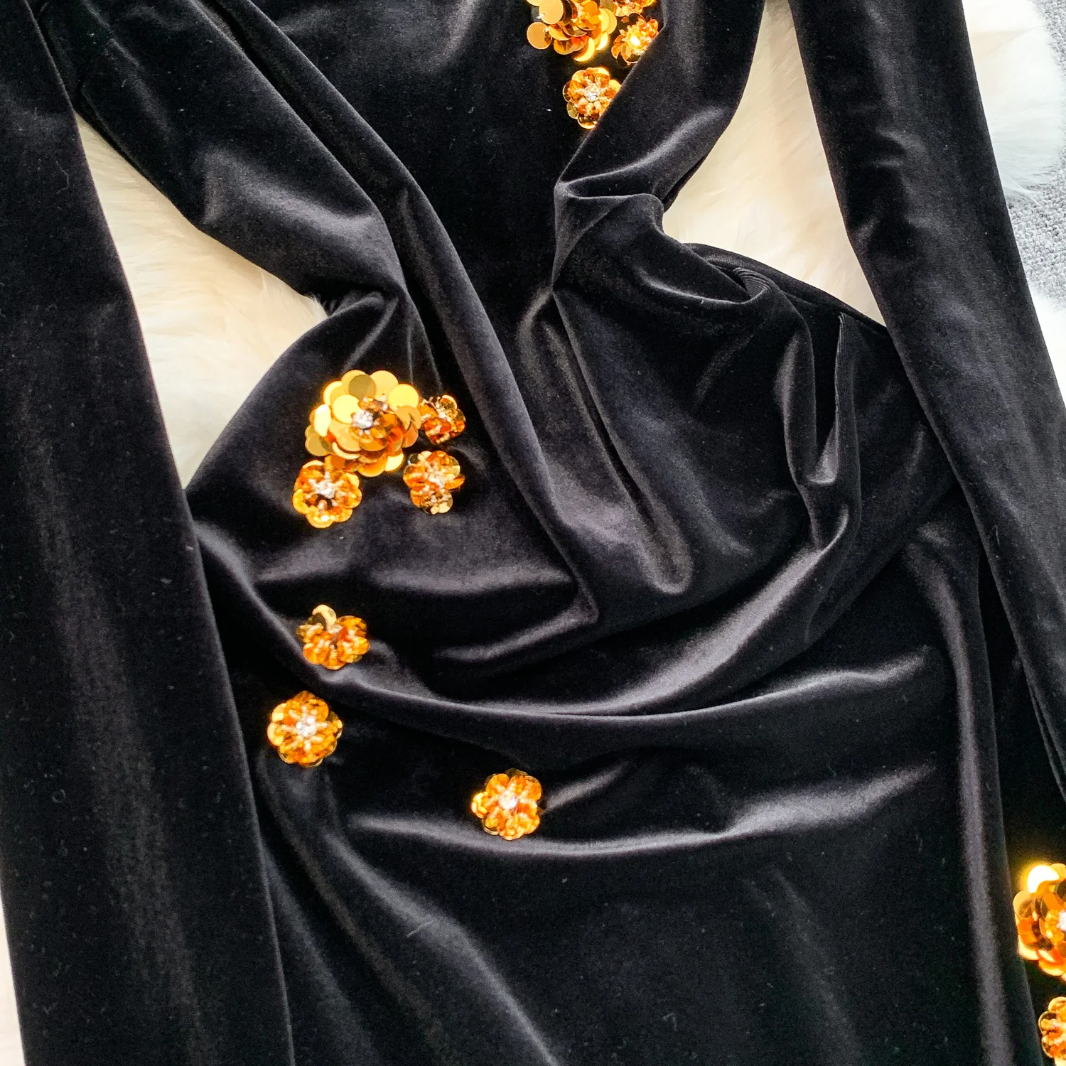 Chique vintage velours jurk met vierkante hals Elegante Fee Koreaanse mode zonnejurk herfst dameskleding