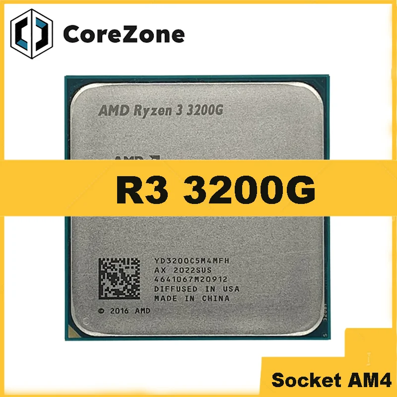 Ryzen 3 3200G 3.6GHz 4-Core 4-Thread R3 3200G Socket AM4 12NM L3=4M Processor 65W