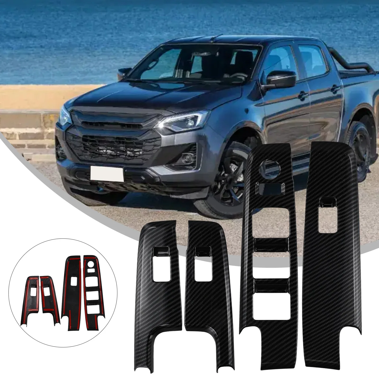 Upgrade Your Vehicle Carbon Fiber Window Lift Switch Panel Trim for Isuzu for dmax for dmax 2023 2024 Models with Easy Setup