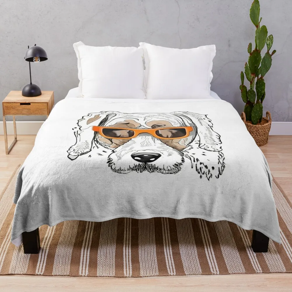 

True fan stickers Mom Golden Retriever dog wears cool yellow glasses Throw Blanket Beach For Sofa Thin Sofa Throw Blankets