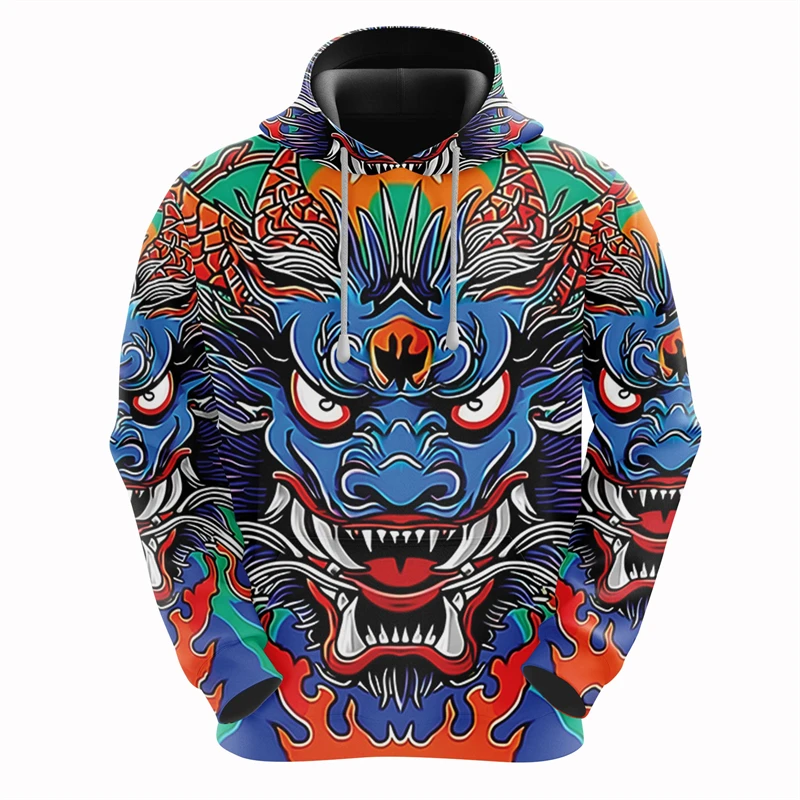 

Funny 3D Chinese Loong Print Men's Sweatshirts Fashion Animal Pattern Oversized Oversized Hoodie Autumn Winter Casual Clothing