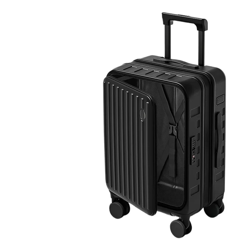 

Side open cover boarding trolley case Multifunctional large capacity expandable suitcase