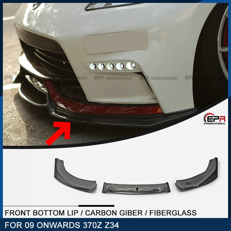 

For Nissan 09 Onwards 370Z Z34 EPA Type Front Bumper Lip 3pcs For NIS Front Bumper 15+ Carbon Flber / FRP Fiber Glass Body Kit