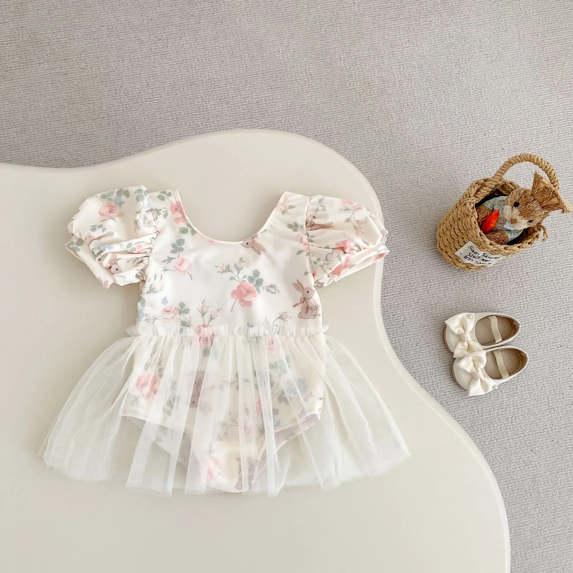 

Весенне-осенняя новая одежда для малышей 0-3 лет, купальник для маленьких девочек, цельный купальник принцессы с сетчатой юбкой