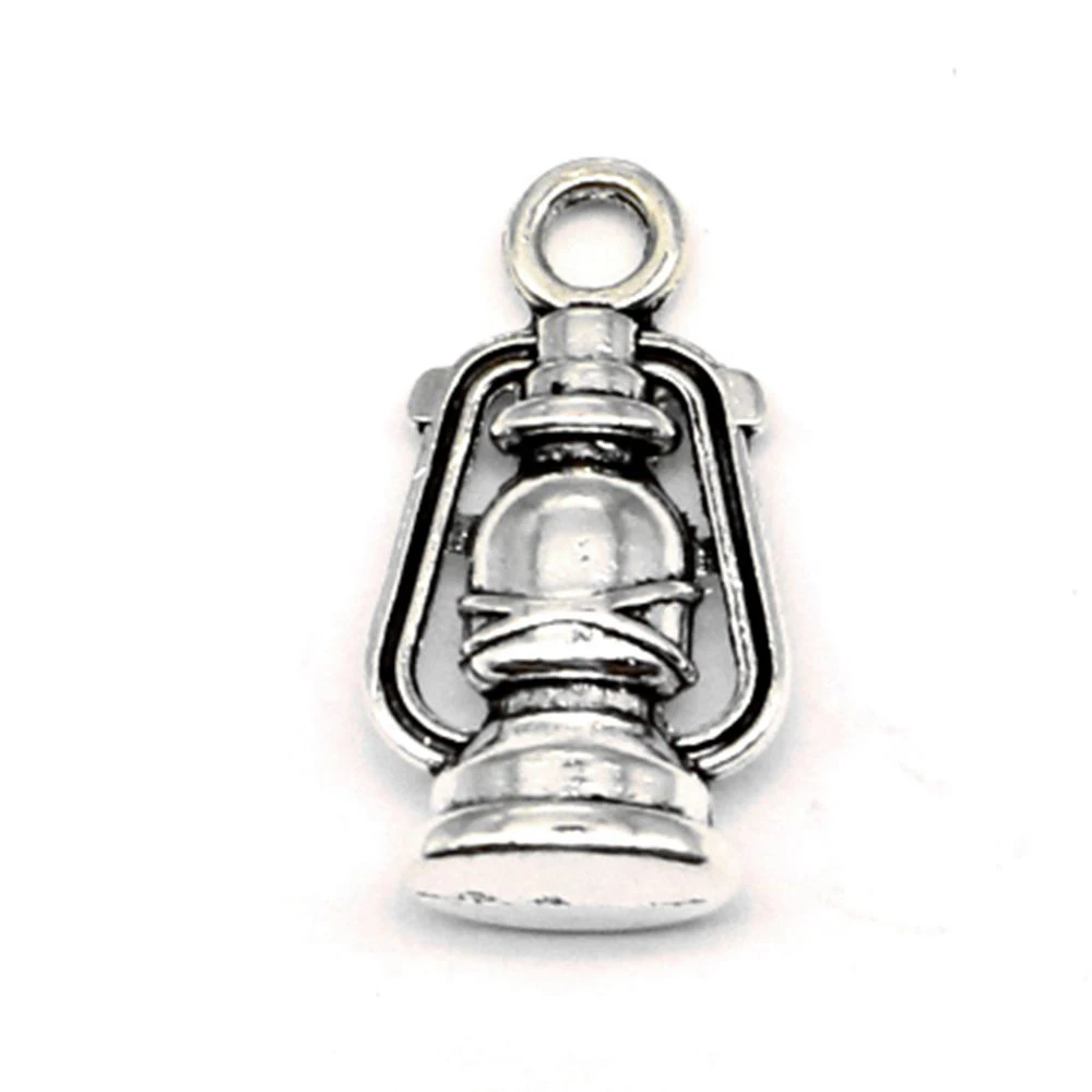 10pcs 11x20mm Sacred Lamp Charms Jewellery Making Pendants Children Diy Body Jewelry Antique Silver Color