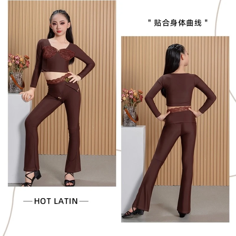 Sukienka do tańca latynoamerykańskiego Jesień/Zima Nowa damska i dziecięca spódnica z wysokim stanem, koronkowa, wyszczuplająca, do ćwiczeń, spodnie