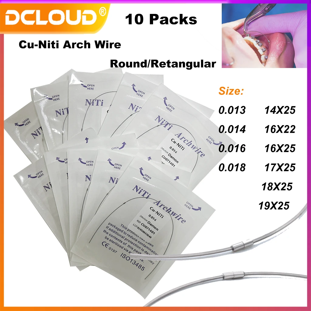 10Packs Dental Copper Nickel Titanium Arch Wires Ortho Cu-NiTi Archwire With Stops Round/Rectangle Damon Form Dentistry Products