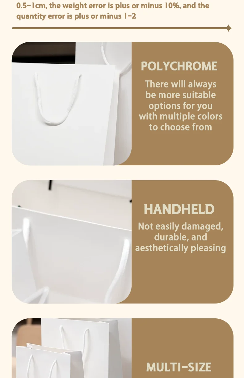 10 Stück weiße Nylonseil-Tragetaschen für Bekleidungsgeschäfte, weiße Karton-Verpackungstaschen, Geschenktüten, unterstützt individuelles Logo – Detail 3