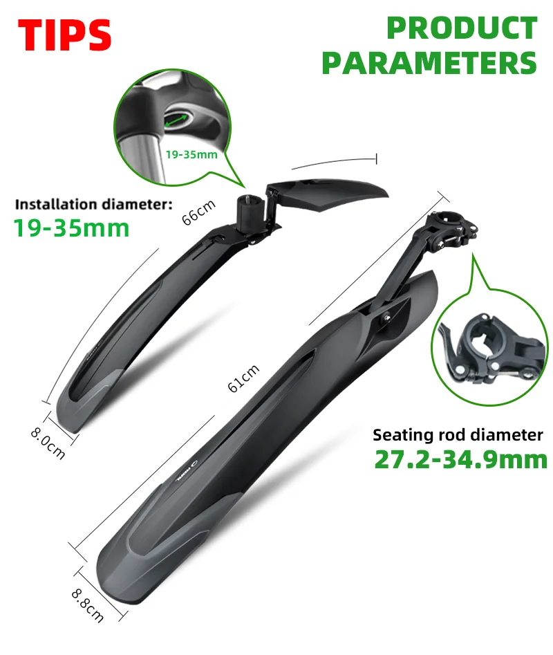 Garde-boues pliants pour VTT - EJ.LIFE - Enlee - Protection contre les
