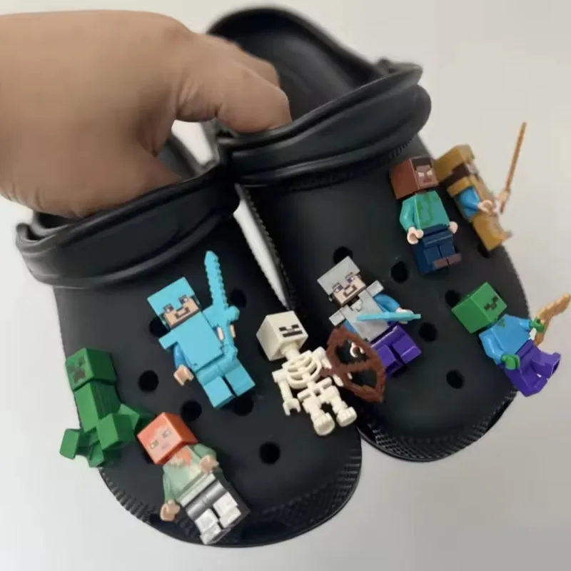 MINISO 2025 New Pixel Cartoon Game Shoe Accessories Charms Toy Blocks DIY Detachable Shoe Buckle for Festival Party Gift Favors image 3