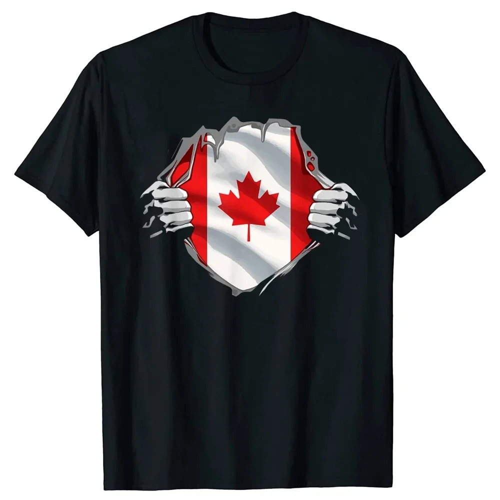 Funny Super Canadian Proud Canada Flag T Shirts Tee Tops Round Neck Short-Sleeve Fashion Tshirt Clothing Casual Basic T-shirts