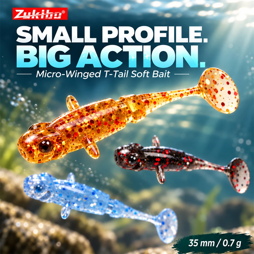 Fishing Lure Accessories - ZUKIBO 35mm マイクロパドルテール ソフトルアー スイムベイト 人工餌