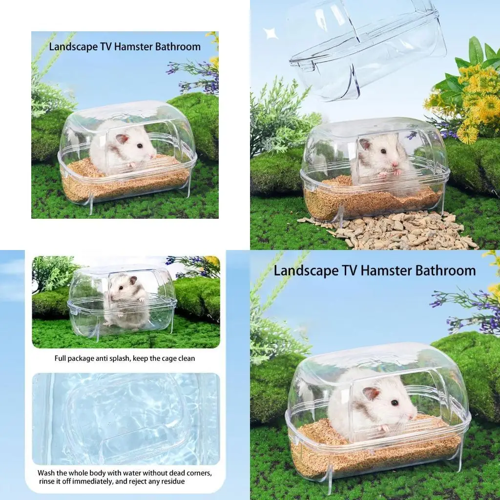 G92C Elegant Hamster Bathtub Box Small Pet Animals Cage Accessories Camera Small Animal Cage Sand Bath