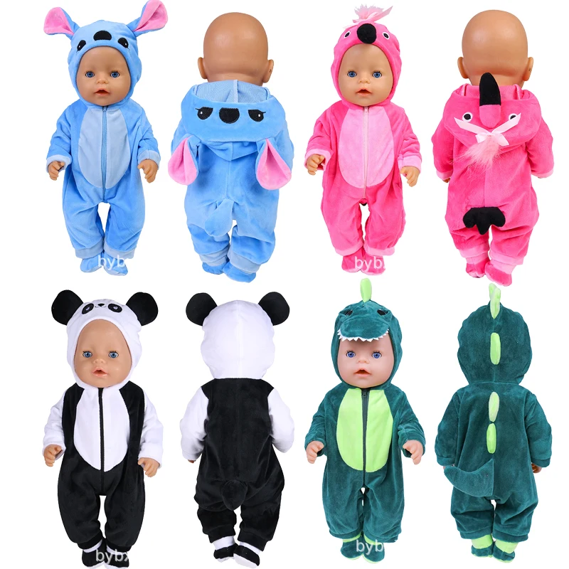 43cm Doll Clothes 18 Inch Dolls Conjoined Pajamas with Hat For Fit Bjd 1/4 Doll Baby Accessories Our Generation Doll