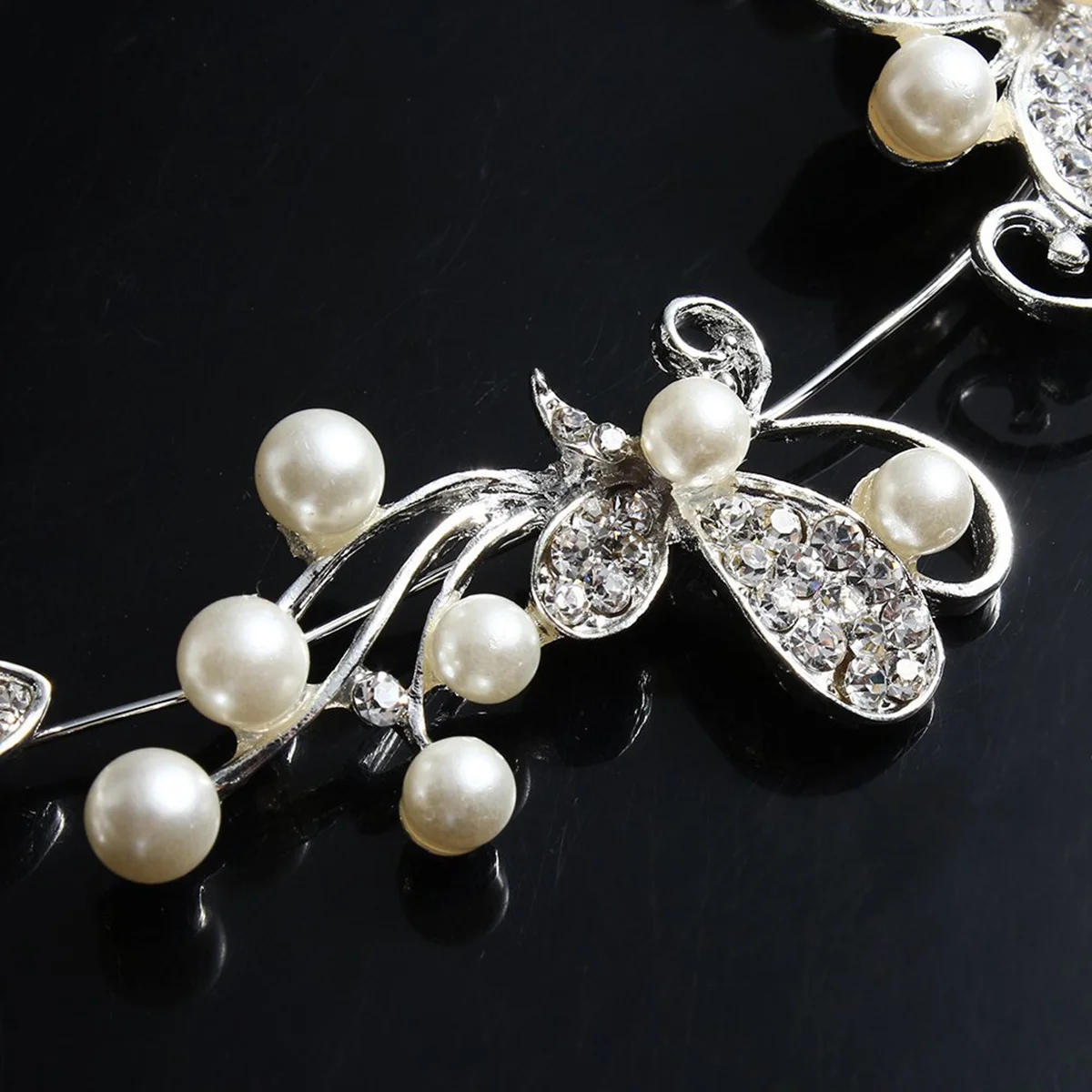 

Pearl Flower Hair Band 27*4.5Cm Crystal Rhinestone Tiara For Bridal Wedding Party Women Headband Decor Accessory