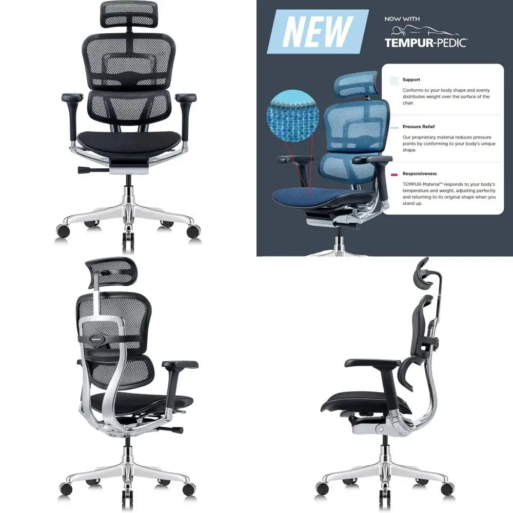 

Эргономичное офисное кресло с высокой спинкой, синхронизированным механизмом откидывания, регулируемой поясничной опорой и регулировкой высоты подлокотников, черное