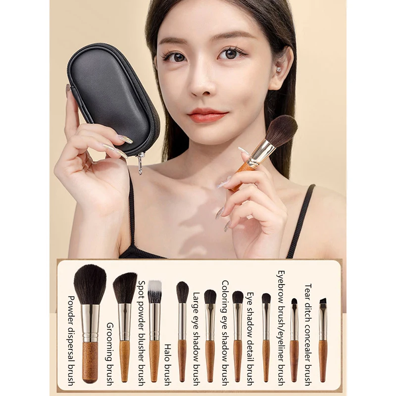 9pcs Protable Makeup Brushes Set MiniCosmetic Brush Powder Foundation Blush Blooming Eyebrow Eyeshadow Brush Kit