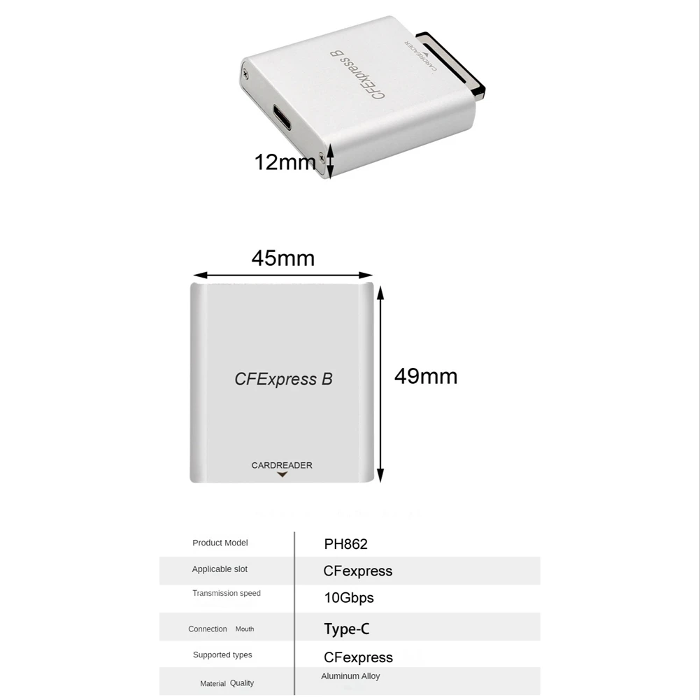 PH862 cfexpress cfe เครื่องอ่านการ์ด Type-C USB3.1 Gen 2 10Gbps เครื่องอ่านการ์ดแล็ปท็อปความเร็วสูงสำหรับ Z6/Z7การ์ดกล้อง1DX3