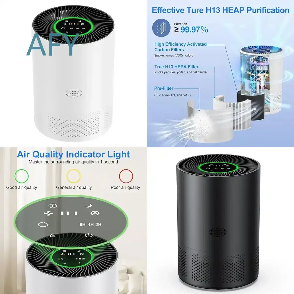 HEPA Air Purifier for Dog Cat Odor Eliminator App Controlled for Home Allergies Pet Hair Removal Quiet Air Cleaner for Small